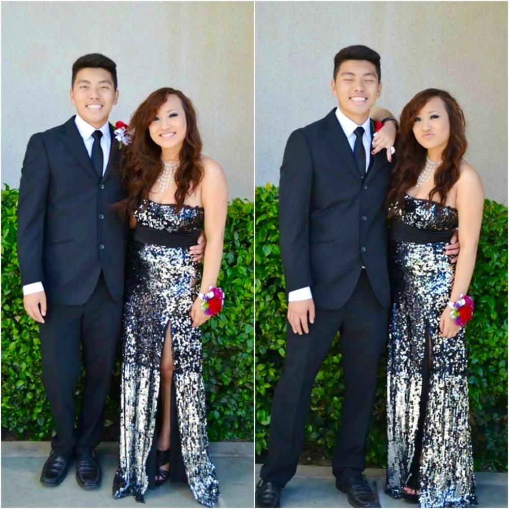 Black Slit Sequence Prom Dress